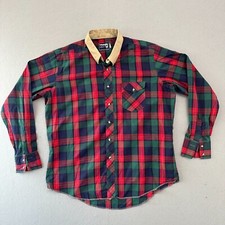 Vintage Wrangler Shirt Mens 17.5x36 Plaid Western Extra Long Tails Button Up