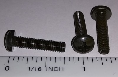 #8-32 x 3/4'' Phillips Pan Head Machine Screws, Black Zinc-Plated, 25 pcs