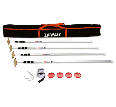 ZipWall Federbelasteter Staubschutz Schutz Teleskopstangen 12' 4er Pack