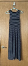 EUC Gap Women's Dress Cinched Waist Striped Black Sleeveless Size Medium M