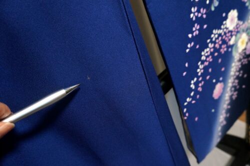 Japanischer feiner Kimono SEIDE "FURISODE", Pflanzen, Sakura, Blattgold, Schattierung L5'6"..4205 - Bild 7 von 12