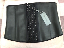 Gorgeous Ladies YIANNA Latex Black Rubber Waist Cincher Size XL