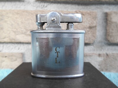 Vintage Ronson STANDARD OVAL AUTOMATIC CHROME CIGARETTE LIGHTER. ENGRAVED C.T.L.