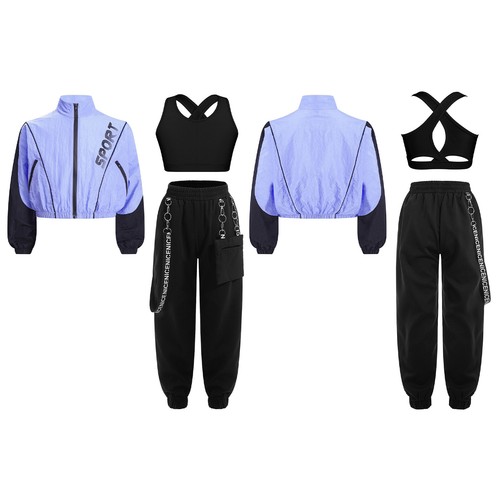 Kids Girls Crop Tops With Pants Junior Sweatsuit Casual Tracksuit Summer Sport - Picture 38 of 59