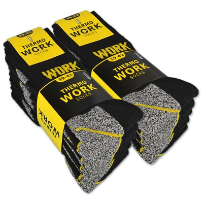 SOCKENKAUF24 10 pares de calcetines de trabajo THERMO con rizo interior WORK calcetines de invierno para hombre