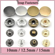 Metal Snap Fasteners Press Stud Rounded Poppers Buttons Rivet Leather Craft DIY