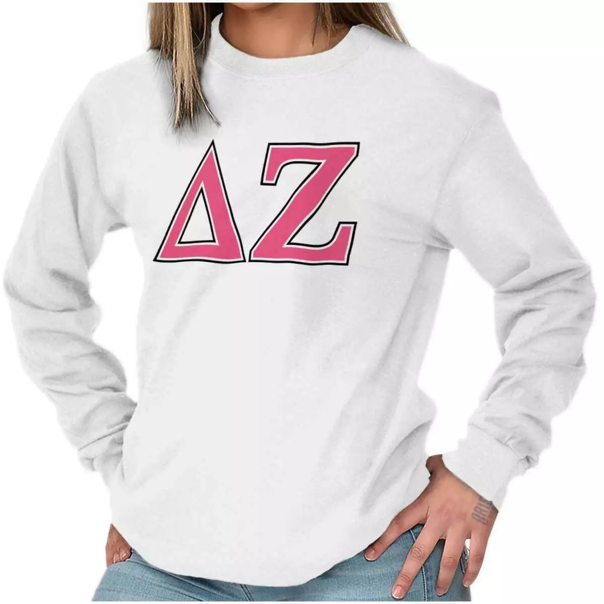 Delta Zeta Sorority College Greek Letters Long Sleeve T Shirt Tees