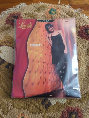 New Levante Fashion Tights 2000 Neon Nero Black Size TG. 2 Made Italy