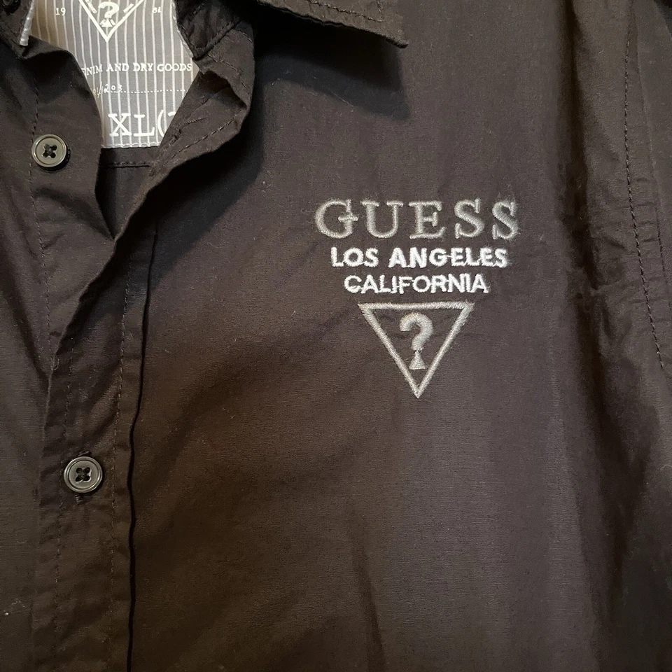 Guess Boys Button Front Shirt Size XL (20) Black Long Sleeve Kids - Image 2 of 4