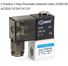2 Position 2 Way Pneumatic Solenoid Valve Air Valve 2V025-08 AC220V DC24V DC12V
