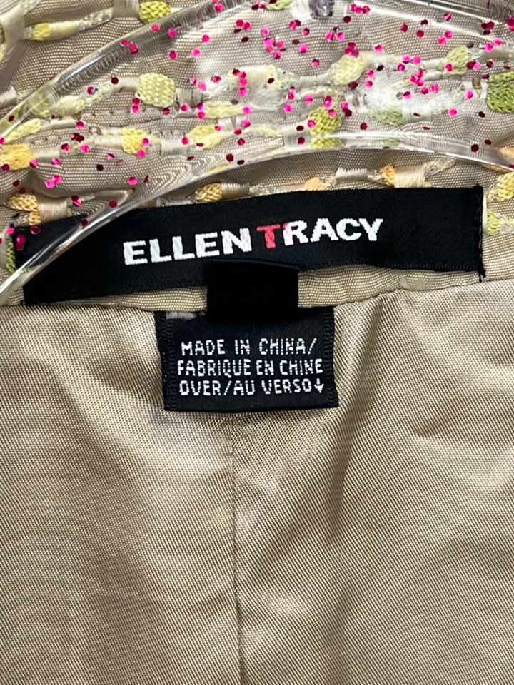Chaqueta Blazer Ellen Tracy Beige Forrada Texturizada Abierta - Mujer Talla 8 Foto 3 de 4