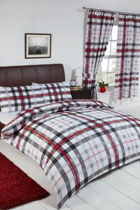 Détails Sur Stanford Noir Gris Rouge Blanc Tartan Chevron Carreaux Moderne Literie Ou Rideaux Afficher Le Titre Dorigine