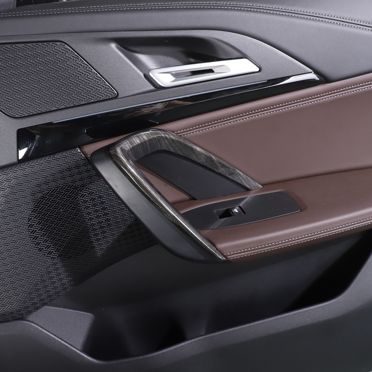 Black Wood Grain Inner Interior door Panel trim Frame For BMW X1