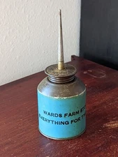 Vintage Montgomery Wards Farm Store Handy Oiler Metal Oil Can tin RARE
