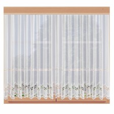 Edler Gardinenstore Luisa mit Plauener Stickereikante Weiß-Apricot mit Smokeband