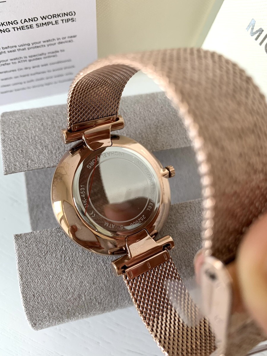 MK Maisie Three-Hand Rose Gold-Tone Mesh Watch MK Maisie Three-Hand Rose Gold-Tone Mesh Watch | eBay main image 3