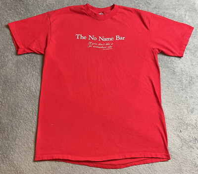 Vintage 90s The No Name Bar Graphic T-Shirt Tee (Sz L-XL?) Red | eBay
