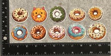 Lot of 10 Assorted Donut Snack Breakfast Sugar Stickers
