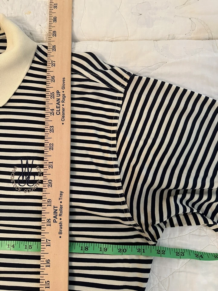 Woodstock Country Club Woodstock GA 100 % algodón egipcio rayas negras/blancas Foto 3 de 4