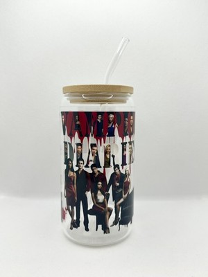 The Vampire Diaries 16 Unzen Klarglas Becher mit Strohhalm, Damon Salvatore Becher