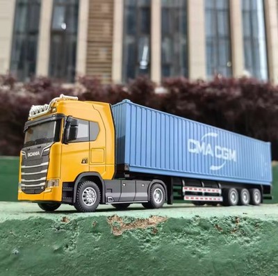 Spielzeug LKW Mit Container 1:50 Transportfahrzeug Für Kinder Gelb/Rot/Weiß