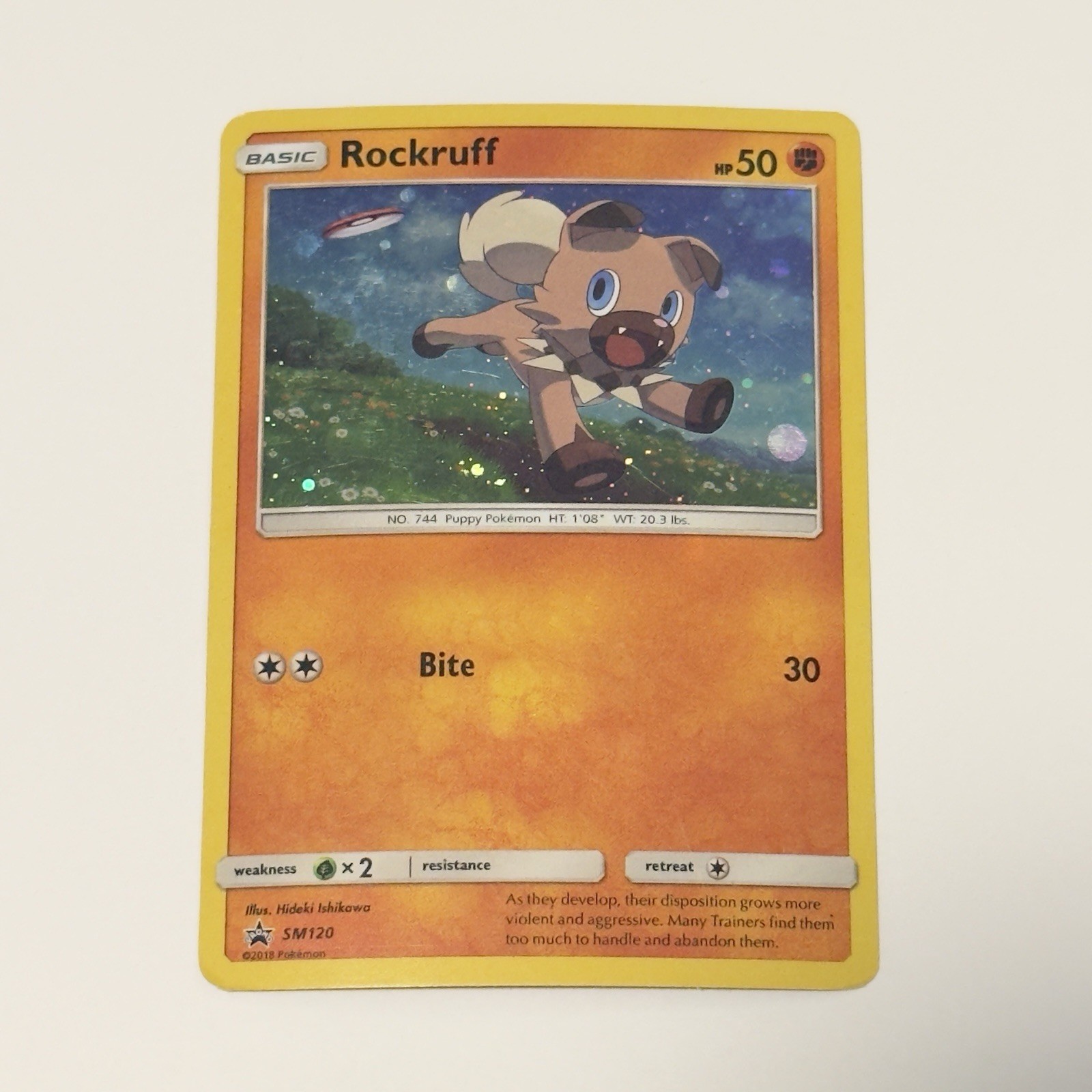 Pokemon Rockruff -  Cosmo Holo Promo SM Promos SM120 MP