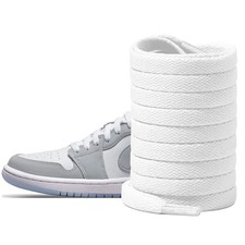 Shoe Laces for Air Jordan 1/2/3/4/5/6/7/8 Sneakers, 8mm Flat 54"/140cm White