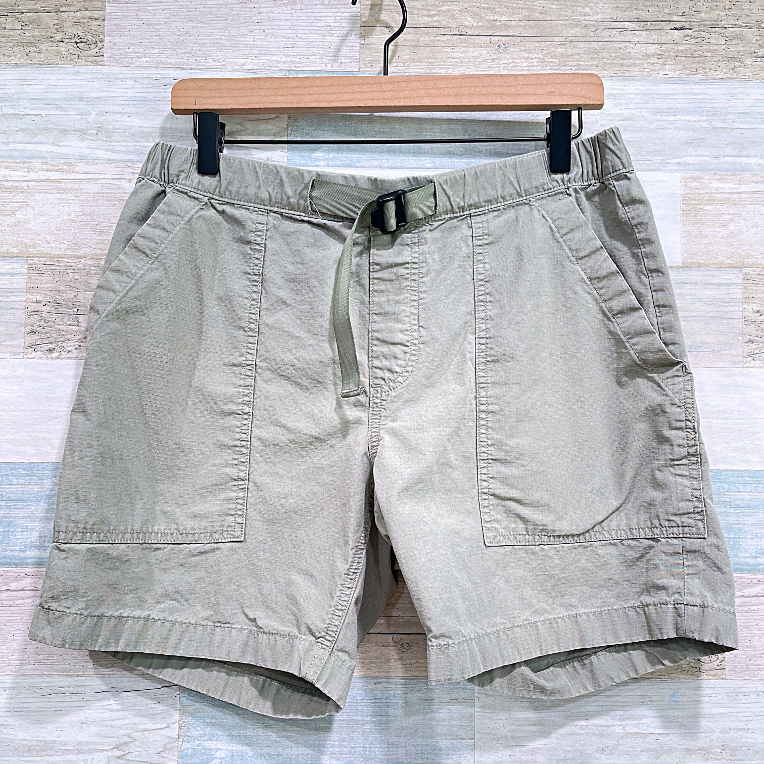 J Crew Flex Belted Utility Shorts Green Ripstop Hiking Casual