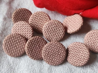 Lot 10 boutons anciens en rafia rose  passementerie pied 1,6 cm ref 5742 - Photo 1/2