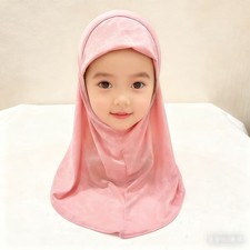 Arab Kids Girls Hijab Amira Turban Head Cover Headscarf Prayer Bonnet Scarf 2-6Y