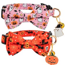 2 Pack Breakaway Cat Collar with Removable Bow Tie and Bell for Boy Girl Cats...