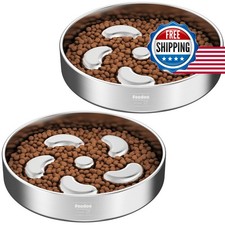 Feedoo Slow Feeder Dog Bowl 2 Cups Medium Breeds Stainless Steel Non-Slip Base