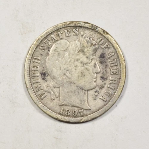 1897-S BARBER DIME ~ LIGHT DINGS, FINE/VF DETAILS! INV#2