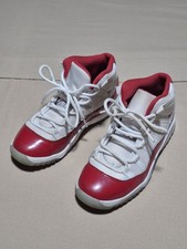 Nike Air Jordan 11 Retro Cherry Red Sneakers 378039-116 Youth Size 2 Y Young EUC