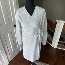 Isabel Maternity Women’s Wrap Sweater Dress Size Small, Gray