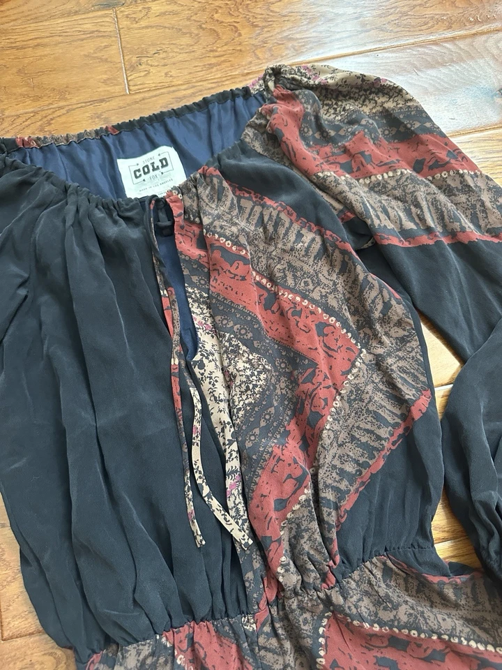 Violante Stone Cold Fox Phoenix Jumper tamanho M/L 100% seda varejo $305 - Imagem 3 de 4