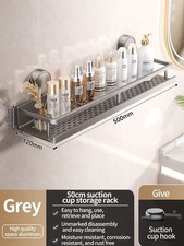 Suction Cup Bathroom Shelf No Drill Space Aluminium Wall Mounted Storage Rack