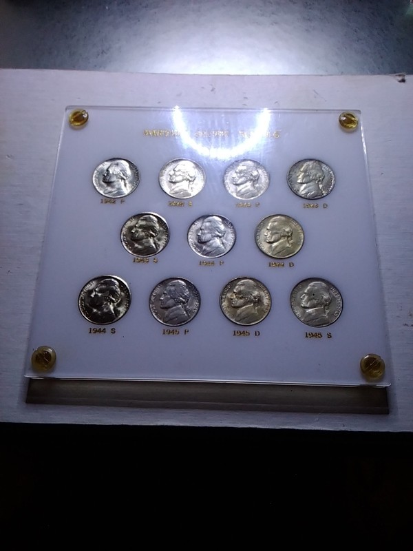 1942-1945 WWII "GEM" UNCIRCULATED JEFFERSON WARTIME 35% SILVER NICKEL COIN SET