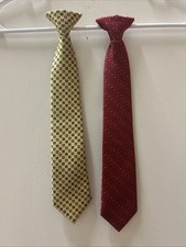 Kids IZOD 14 Clip On Tie 1 Red 1 Yellow With Blue Accent