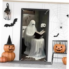 Halloween Door Cover - Scary Ghost Party Decorations 35"x71" Fabric Spooky