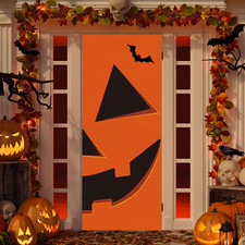 Spooky Pumpkin Door Cover - Halloween Decorations for Front Door Porch