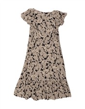 CHAPS Womens Maxi Dress UK 14 Medium Black Floral Viscose AY10