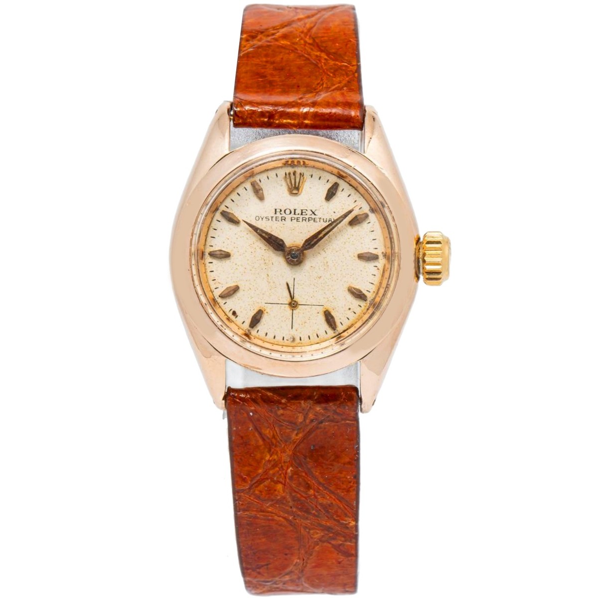 Rolex Oyster Perpetual 6504 RARE 18k Rose Gold Cream Dial  display picture 1