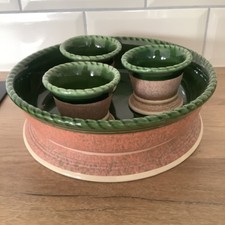 PartyLite Mediterraneo 3 Dochthalter und Votiv Trio Kerzenhalter Steingut