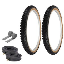 PRO Bicycle 26 x 2.10 Black/Gum 2 Tires w/ ThornProof Tubes, Rim Strips P-103