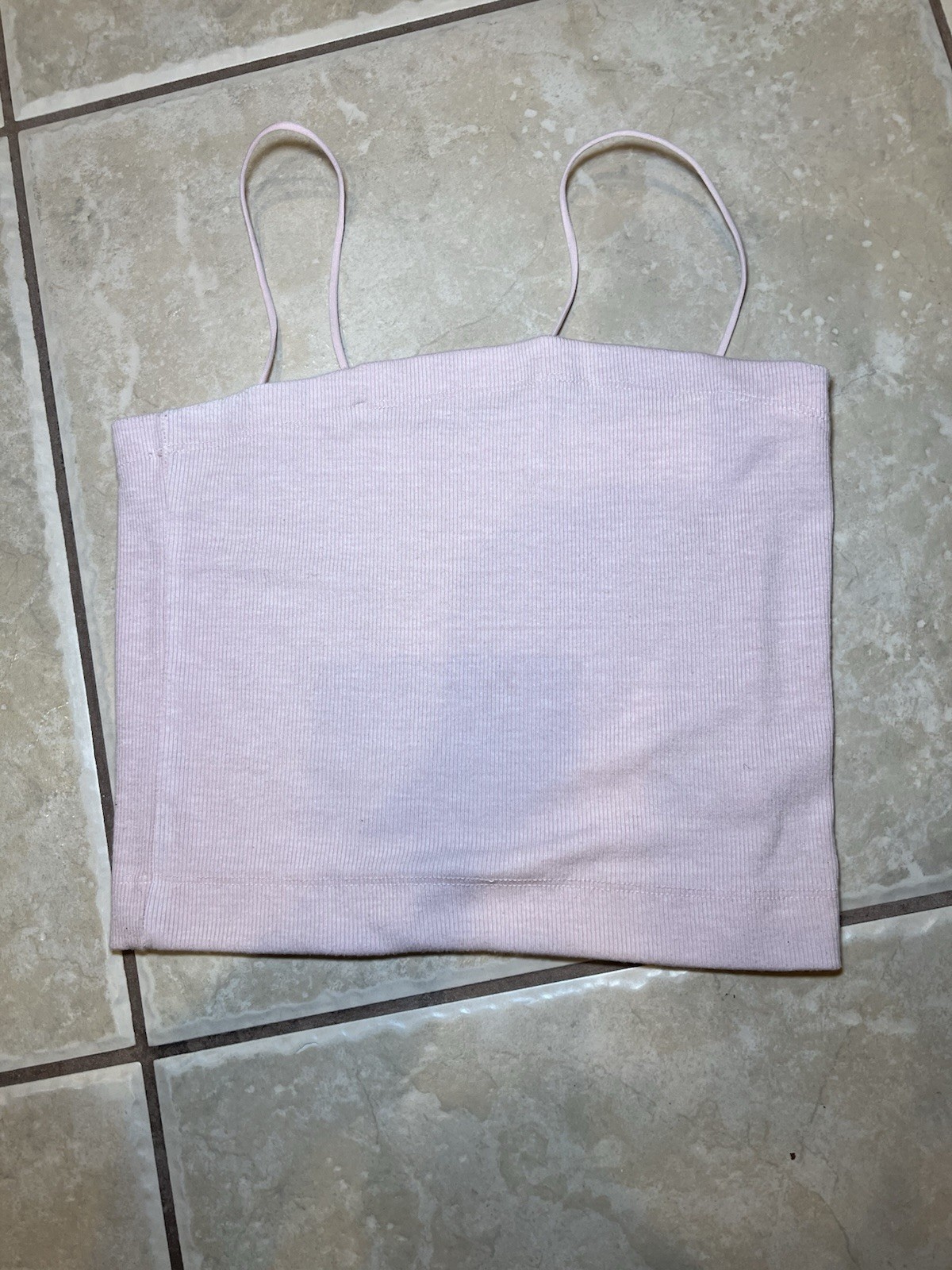 American Eagle Woman’s Pink Ribbed Cropped Top Spaghetti Strap Top Size Small