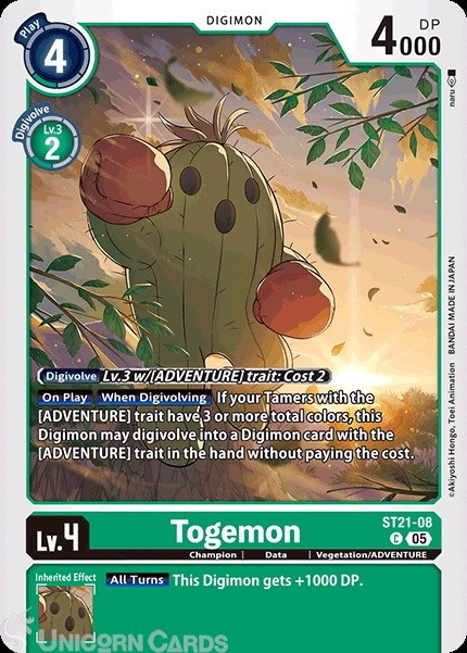 ST21-08 Togemon : Common Digimon Card : ST21: Starter Deck Hero of Hope