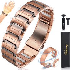 Copper Magnetic Bracelet for Men Ring Jewelry Set 5000 Gauss Magnets