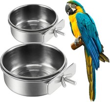 2Pcs Stainless Steel Bird Feeding Bowls Small Bird Feeding Cup Stainless Steel