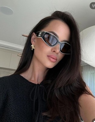 NEW CHANEL CH6056 Sunglasses Black/Beige Brown Lens Shield Wrap | eBay